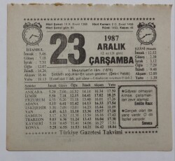 23 Aralık 1987 Takvim Yaprağı - Doğum Günü Hediyesi EFM(N)7192 - Gökçekoleksiyon