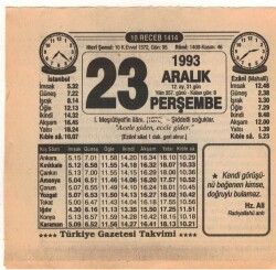 23 Aralık 1993 Takvim Yaprağı EFM(N)4244 - 1