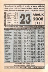 23 Aralık 2008 Takvim Yaprağı - Doğum Günü Hediyesi EFMN15310 - Gökçekoleksiyon