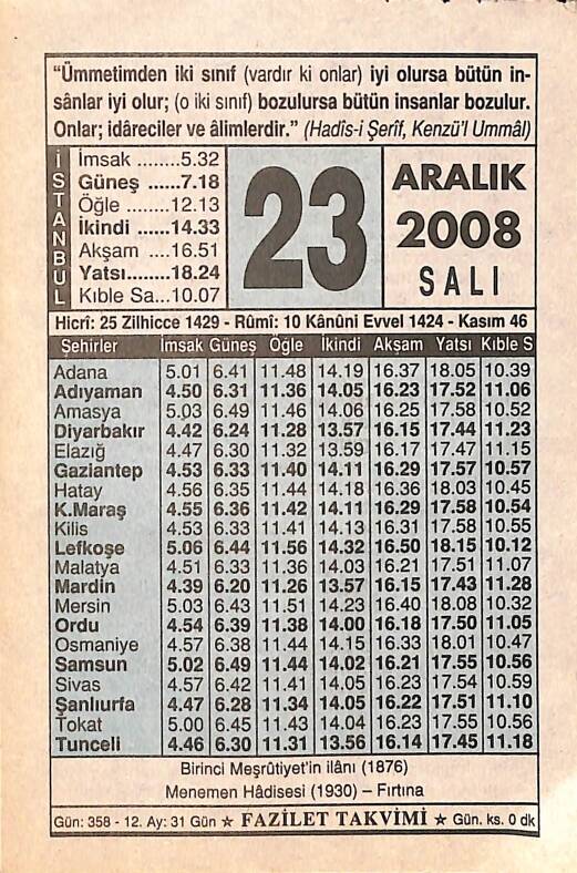 23 Aralık 2008 Takvim Yaprağı - Doğum Günü Hediyesi EFMN15310 - 1
