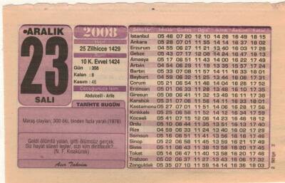 23 Aralık 2008 Takvim Yaprağı EFM(N)4366 - 2