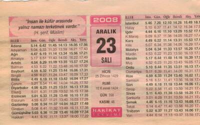 23 Aralık 2008 Takvim Yaprağı EFM(N)4458 - 2