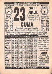 23 Aralık 2011 Takvim Yaprağı - Doğum Günü Hediyesi EFMN15236 - Gökçekoleksiyon