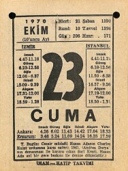 23 Ekim 1970 Takvim Yaprağı - Doğum Günü Hediyesi EFM(N)10553 - 1