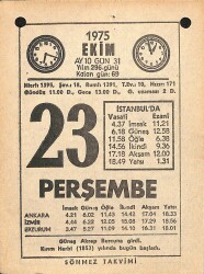 23 Ekim 1975 Takvim Yaprağı - Doğum Günü Hediyesi EFM(N)12551 - Gökçekoleksiyon