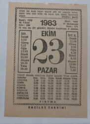 23 Ekim 1983 Takvim Yaprağı - Doğum Günü Hediyesi EFM(N)6726 - Gökçekoleksiyon