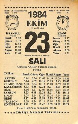 23 Ekim 1984 Takvim Yaprağı - Doğum Günü Hediyesi EFMN14560 - Gökçekoleksiyon