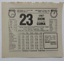 23 Ekim 1987 Takvim Yaprağı - Doğum Günü Hediyesi EFM(N)7131 - Gökçekoleksiyon