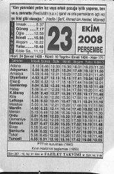 23 Ekim 2008 Takvim Yaprağı - Doğum Günü Hediyesi EFM(N)10665 - 1