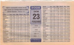 23 Ekim 2008 Takvim Yaprağı EFM(N)3240 - 3