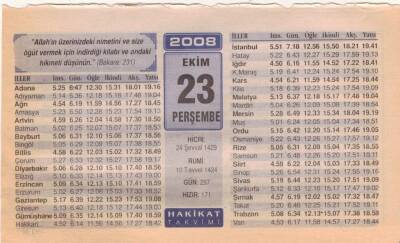 23 Ekim 2008 Takvim Yaprağı EFM(N)3240 - 1