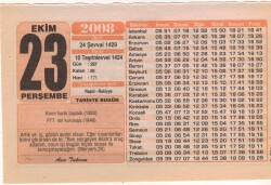 23 Ekim 2008 Takvim Yaprağı EFM(N)3271 - 1