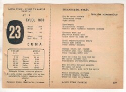 23 Eylül 1960 Ajans Türk Takvim Yaprağı (Şiirli Saatli) EFM(N) 1730 - 4