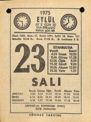 23 Eylül 1975 Takvim Yaprağı - Doğum Günü Hediyesi EFM(N)12523 - Gökçekoleksiyon