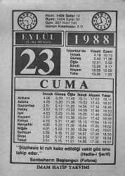 23 Eylül 1988 Takvim Yaprağı - Doğum Günü Hediyesi EFMN14668 - Gökçekoleksiyon