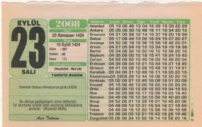 23 Eylül 2008 Takvim Yaprağı EFM(N)2963 - 2