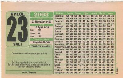 23 Eylül 2008 Takvim Yaprağı EFM(N)2963 - 1