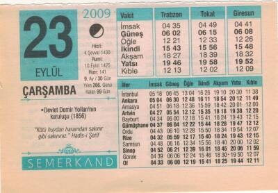 23 Eylül 2009 Takvim Yaprağı EFM(N)2946 - 2