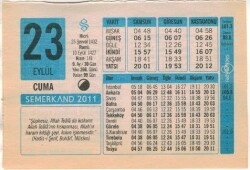 23 Eylül 2011 Takvim Yaprağı EFM(N)1311 - 3