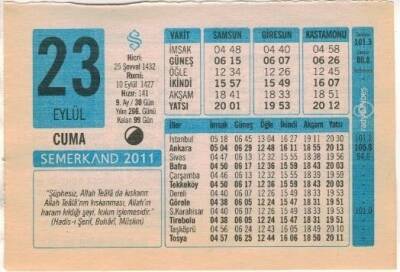 23 Eylül 2011 Takvim Yaprağı EFM(N)1311 - 3