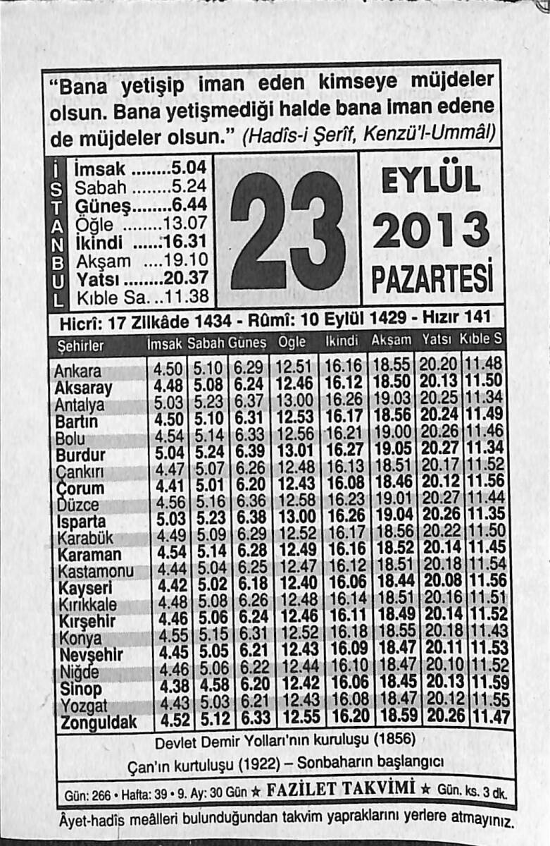 23 Eylül 2013 Takvim Yaprağı - Doğum Günü Hediyesi EFMN13591 - 1