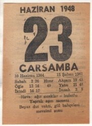 23 Haziran 1948 Takvim Yaprağı EFM(N)1408 - 3