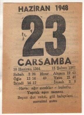 23 Haziran 1948 Takvim Yaprağı EFM(N)1408 - 1