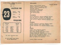 23 Haziran 1960 Ajans Türk Takvim Yaprağı (Şiirli Saatli) EFM(N)1640 - 3