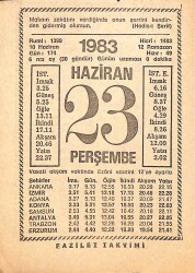 23 Haziran 1983 Takvim Yaprağı - Doğum Günü Hediyesi EFMN15402 - Gökçekoleksiyon
