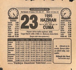 23 Haziran 1995 Takvim Yaprağı - Doğum Günü Hediyesi EFMN15468 - Gökçekoleksiyon