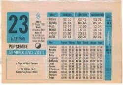 23 Haziran 2011 Takvim Yaprağı EFM(N)1219 - Gökçekoleksiyon