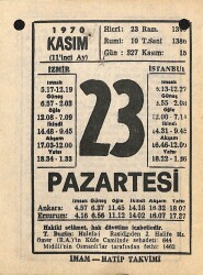 23 Kasım 1970 Takvim Yaprağı - Doğum Günü Hediyesi EFM(N)10755 - 3