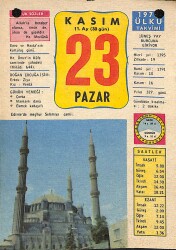 23 Kasım 1975 Takvim Yaprağı - Doğum Günü Hediyesi EFM(N)11864 - Gökçekoleksiyon