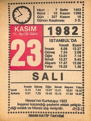 23 Kasım 1982 Takvim Yaprağı - Doğum Günü Hediyesi EFMN15968 - Gökçekoleksiyon