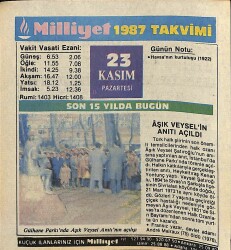 23 Kasım 1987 Takvim Yaprağı - Doğum Günü Hediyesi EFM(N)11856 - Gökçekoleksiyon