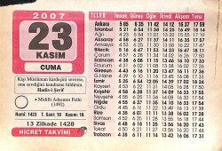 23 Kasım 2007 Takvim Yaprağı - Doğum Günü Hediyesi EFMN15998 - Gökçekoleksiyon
