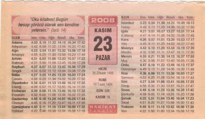 23 Kasım 2008 Takvim Yaprağı EFM(N)3907 - 1