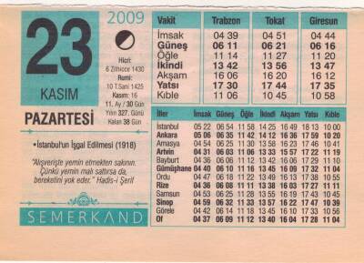 23 Kasım 2009 Takvim Yaprağı EFM(N)3847 - 3