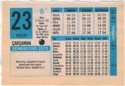 23 Kasım 2011 Takvim Yaprağı EFM(N)1372 - 1