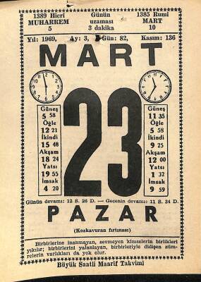 23 Mart 1969 Takvim Yaprağı - Doğum Günü Hediyesi EFM(N)10994 - 1