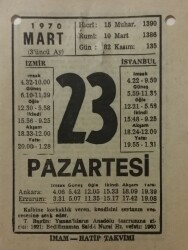 23 Mart 1970 Takvim Yaprağı - Doğum Günü Hediyesi EFM(N)7967 - 2