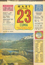 23 Mart 1984 Takvim Yaprağı - Doğum Günü Hediyesi EFMN15201 - Gökçekoleksiyon