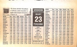 23 Mart 2006 Takvim Yaprağı - Doğum Günü Hediyesi EFMN13239 - Gökçekoleksiyon