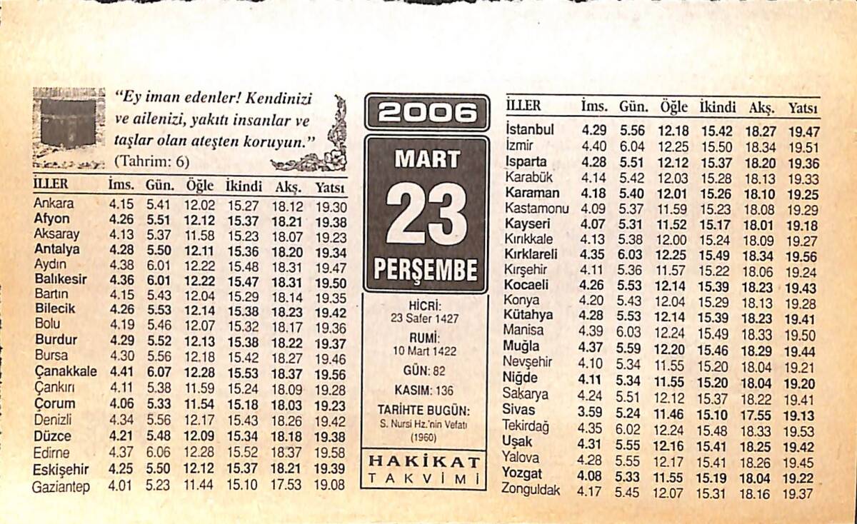 23 Mart 2006 Takvim Yaprağı - Doğum Günü Hediyesi EFMN13239 - 1