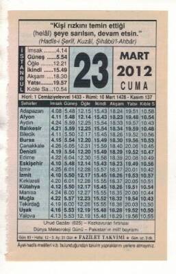23 Mart 2012 Takvim Yaprağı EFM(N)1893 - 3
