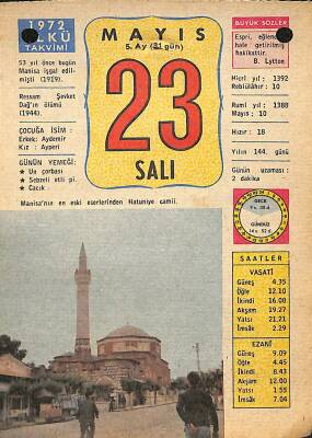 23 Mayıs 1972 Takvim Yaprağı - Doğum Günü Hediyesi EFM(N)12235 - 1