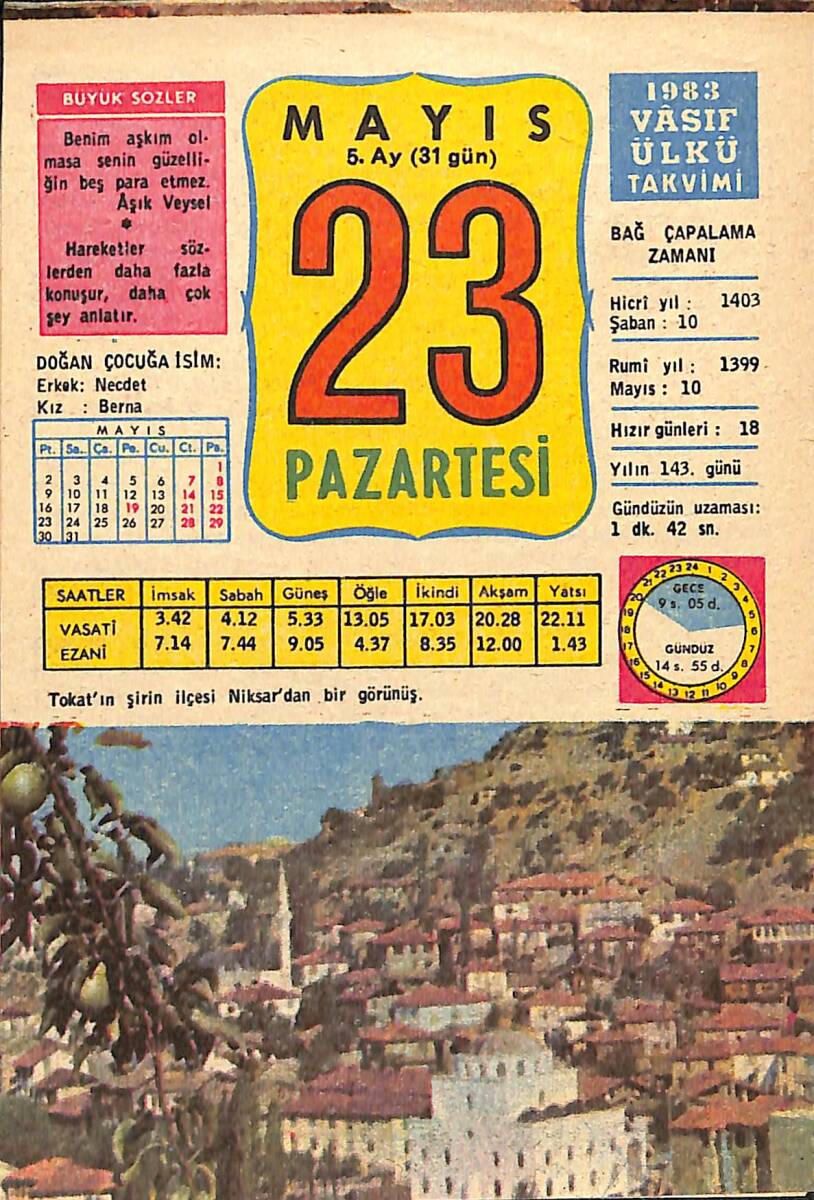 23 Mayıs 1983 Takvim Yaprağı - Doğum Günü Hediyesi EFMN13741 - 1