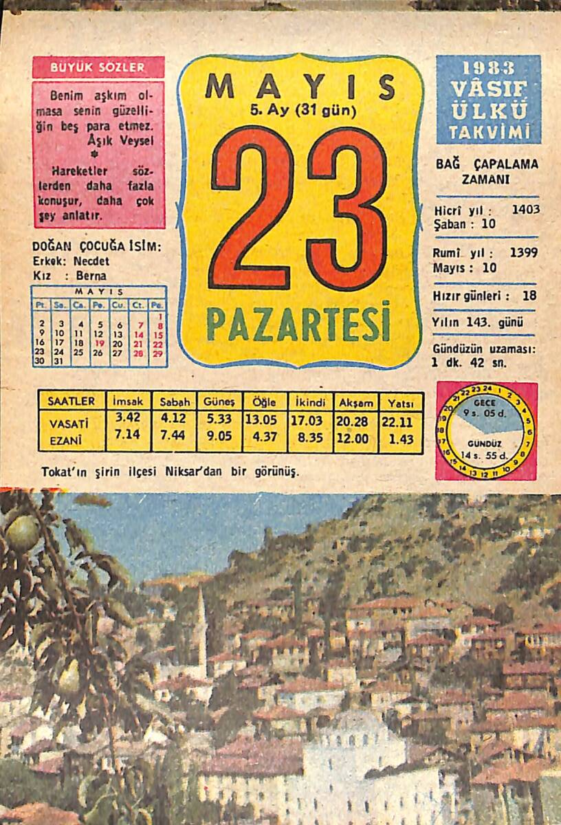 23 Mayıs 1983 Takvim Yaprağı - Doğum Günü Hediyesi EFMN15109 - 1