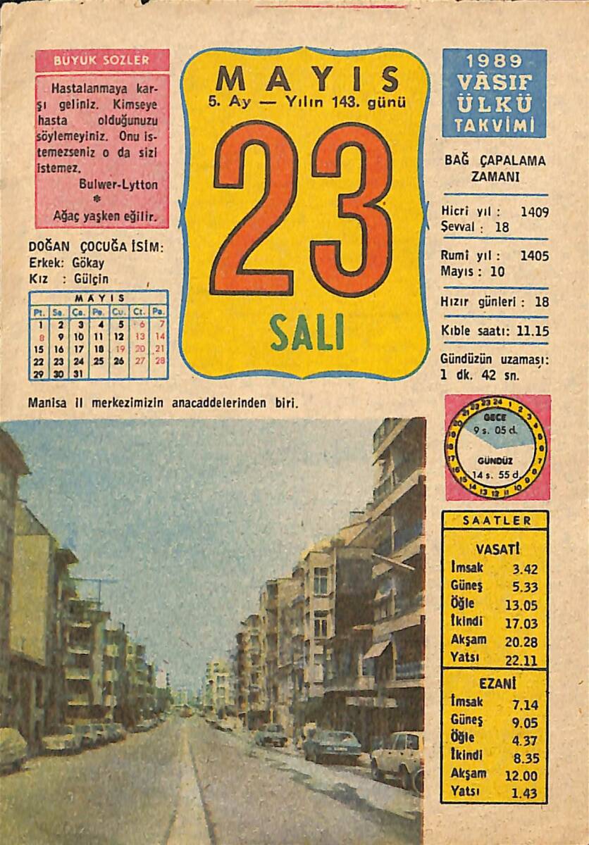 23 Mayıs 1989 Takvim Yaprağı - Doğum Günü Hediyesi EFMN13747 - 1