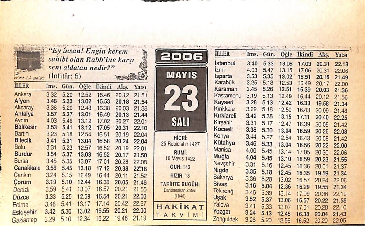 23 Mayıs 2006 Takvim Yaprağı - Doğum Günü Hediyesi EFMN13300 - 1